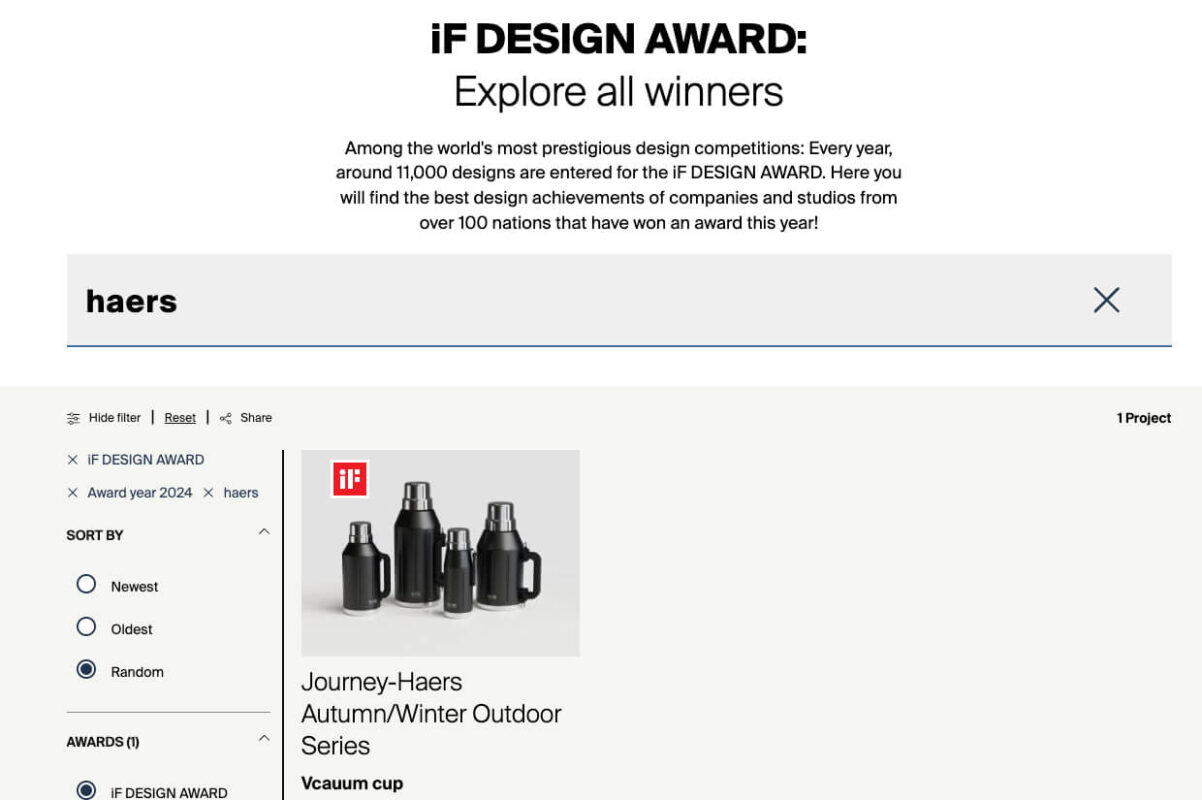 iF Design Award for Haers Vacuum Cup