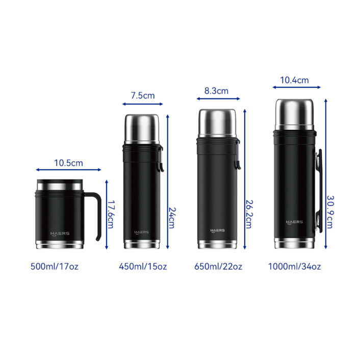 capacity and dimension of Thermos Drink Bottle - Haers Drinkware
