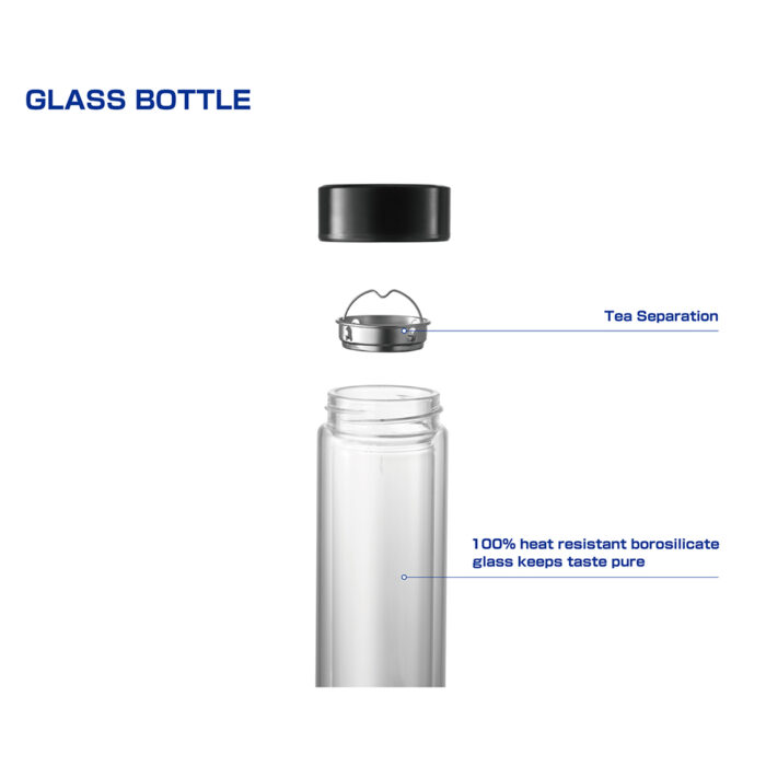Custom Engraved Glass Water Bottle with Tea Filter