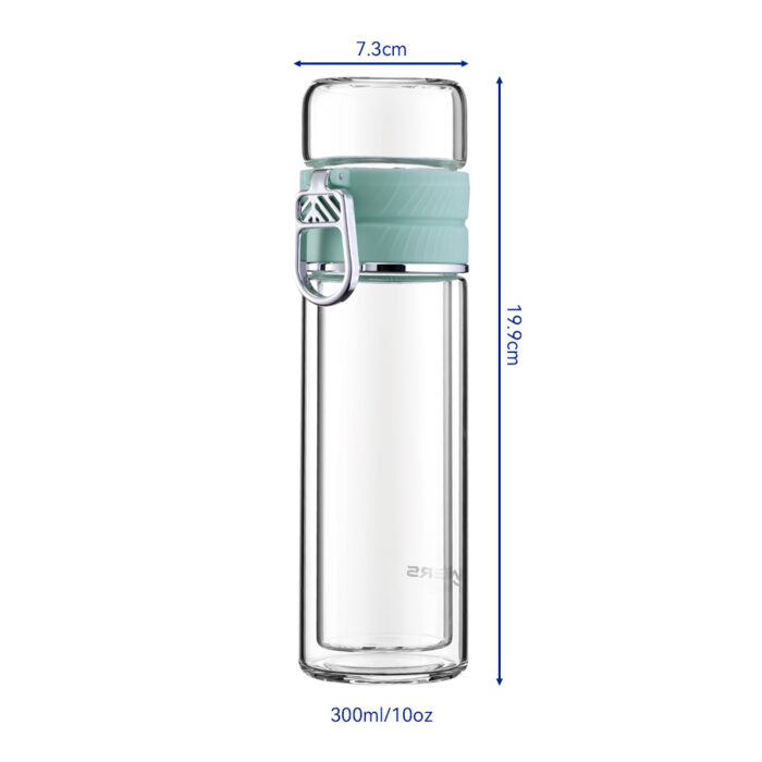 Dimension of Borosilicate Glass Water Bottle - Haers Drinkware