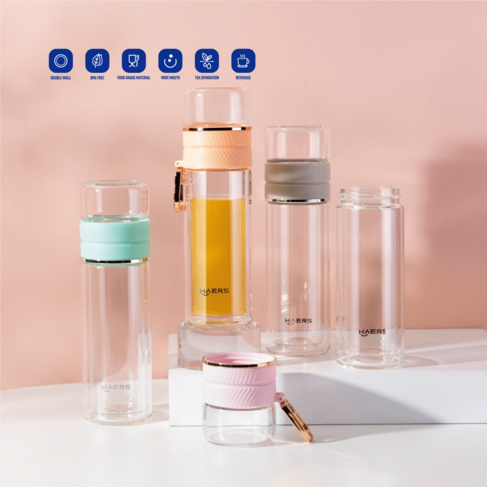Custom Borosilicate Glass Water Bottle - Haers Drinkware