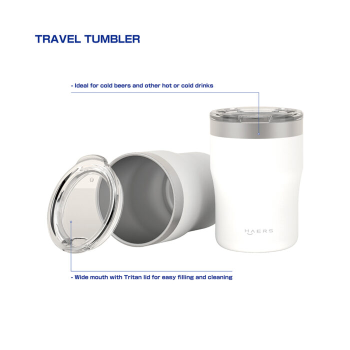 Custom Stainless Steel Travel Tumbler with Tritan Lids - Haers Drinkware