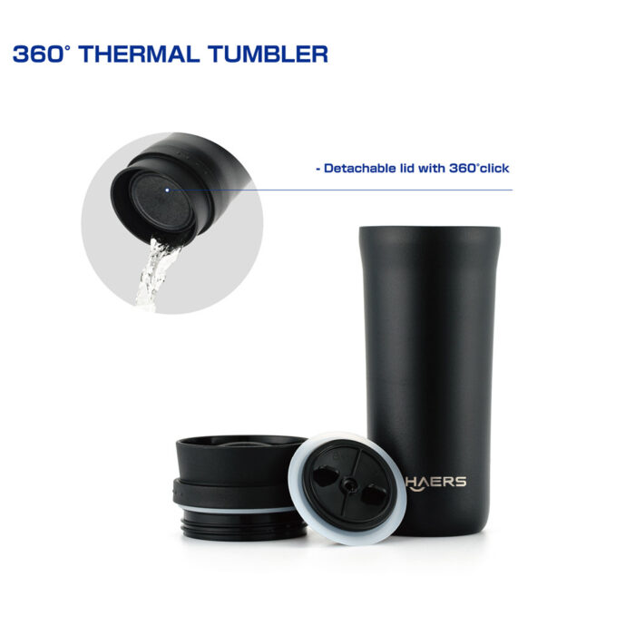 Stainless Steel Thermal Tumbler with 360° pouring Lid - Haers Drinkware