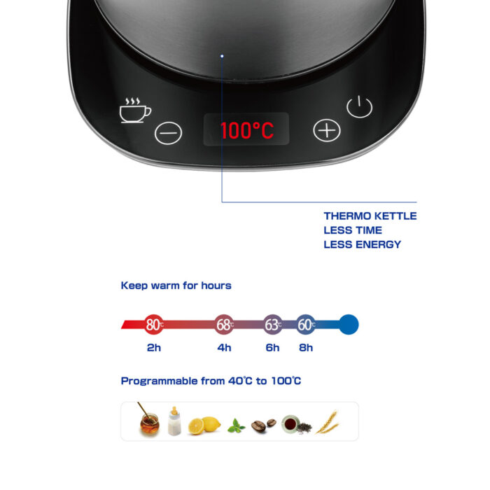 Stainless Steel Thermo Electric Kettle with Multi Temperature Setting - Haers Drinkware