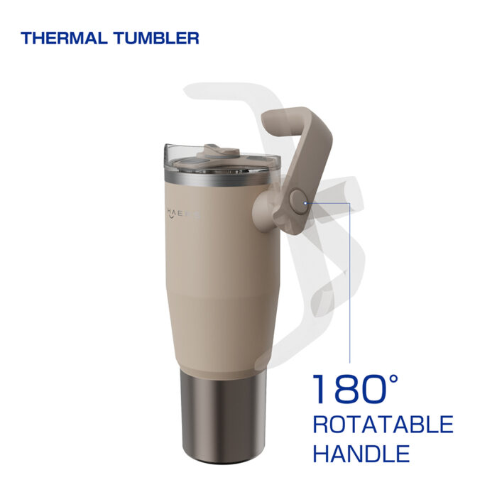 Stainless Steel Vacuum Insulated Blazer Tumbler with 180° Rotatable Handle - Haers Drinkware