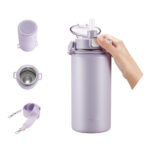 Lid structure of insulated water bottle with straw - Haers Drinkware