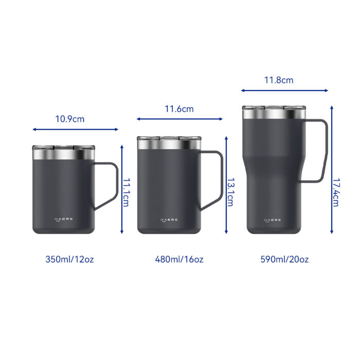 Capacity and Dimension of Stainless Steel Thermal Mug - Haers Drinkware