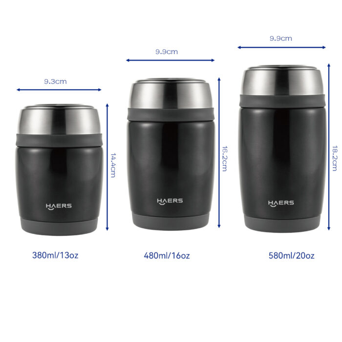 capacity and dimension of Insulated Food Jar - Haers Drinkware