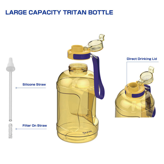Large Capacity Tritan Water jug with silicone straw - Haers Drinkware