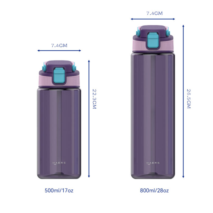 size and dimension of tritan Sports Bottle - Haers Drinkware
