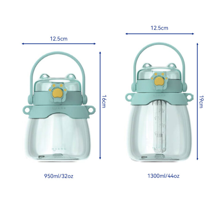 size and dimension of Large Capacity Tritan Bottle - Haers Drinkware