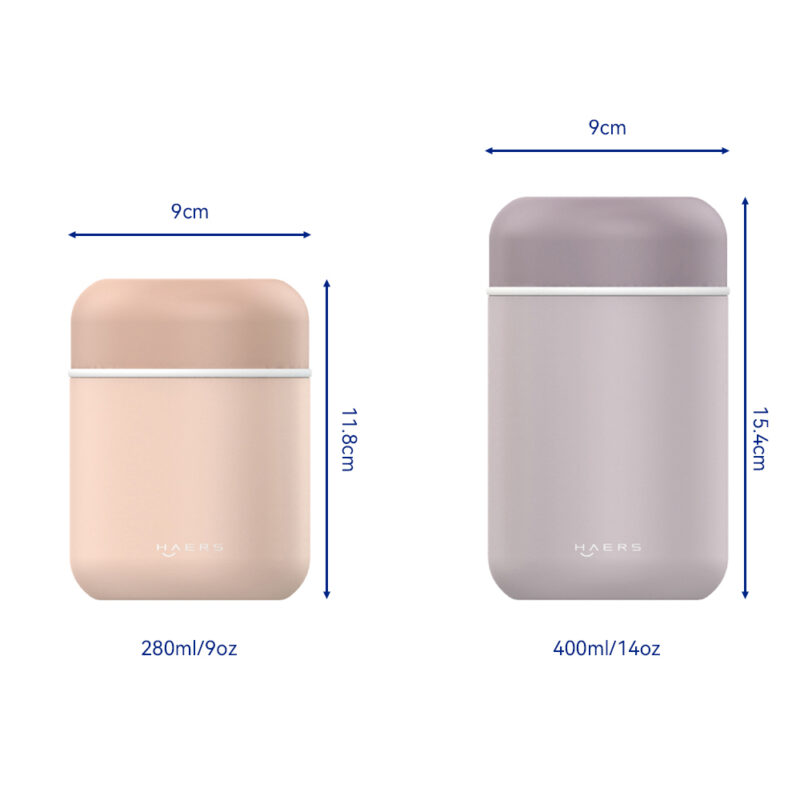capacity and dimension of thermosflask food jar - Haers Drinkware