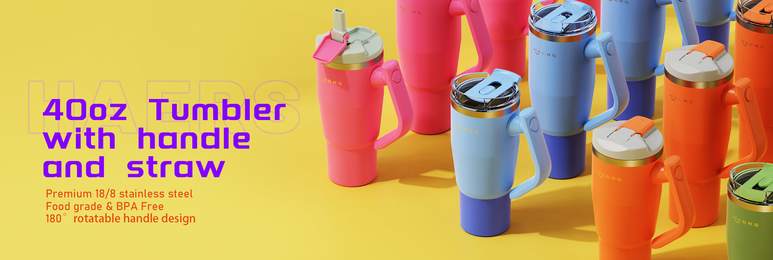 Wholesale Tumbler with handle and straw