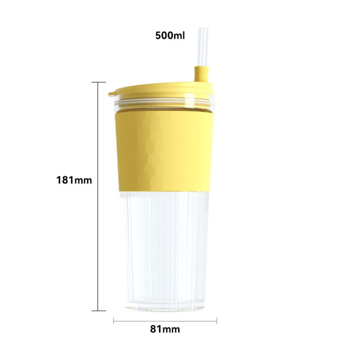 dimension of Glass Tumbler with straw