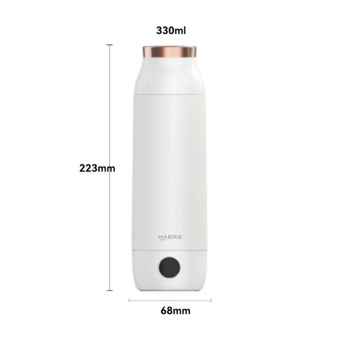 dimension of smart heating water bottle - Haers Drinkware