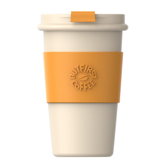 Yellow Stainless Steel Travel Mug with Silicone Case Custom