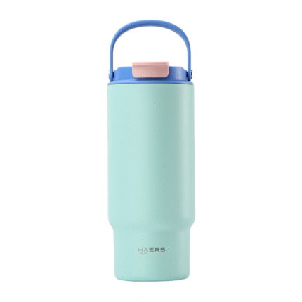 Blue Stainless Steel Insulated Tumbler with Easy-grip Handle custom - Haers Drinkware