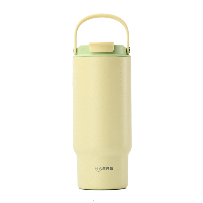 Yellow Stainless Steel Insulated Tumbler with Easy-grip Handle custom - Haers Drinkware