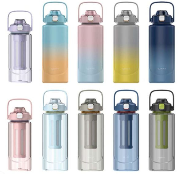 Tritan water bottles in various colors
