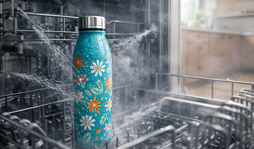 water bottle in dishwasher
